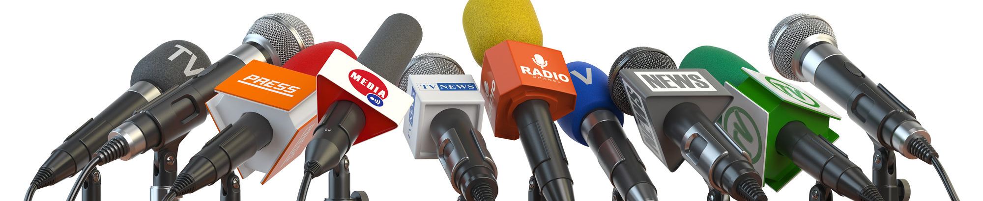 Podium full of microphones